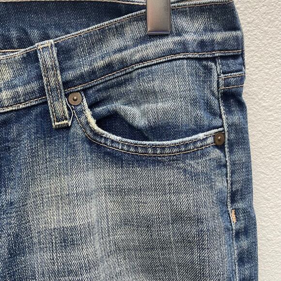 7 For All Mankind Dojo Cropped Denim Jeans Size 29 (Marked Damaged) - Picture 5 of 12